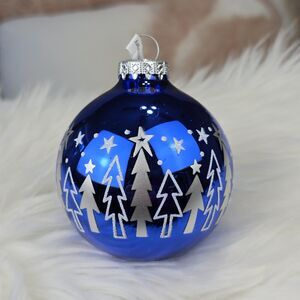 Bronner's Blue and Silver Glass Ornament